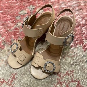 See by Chloe rhinestone buckle heeled sandals